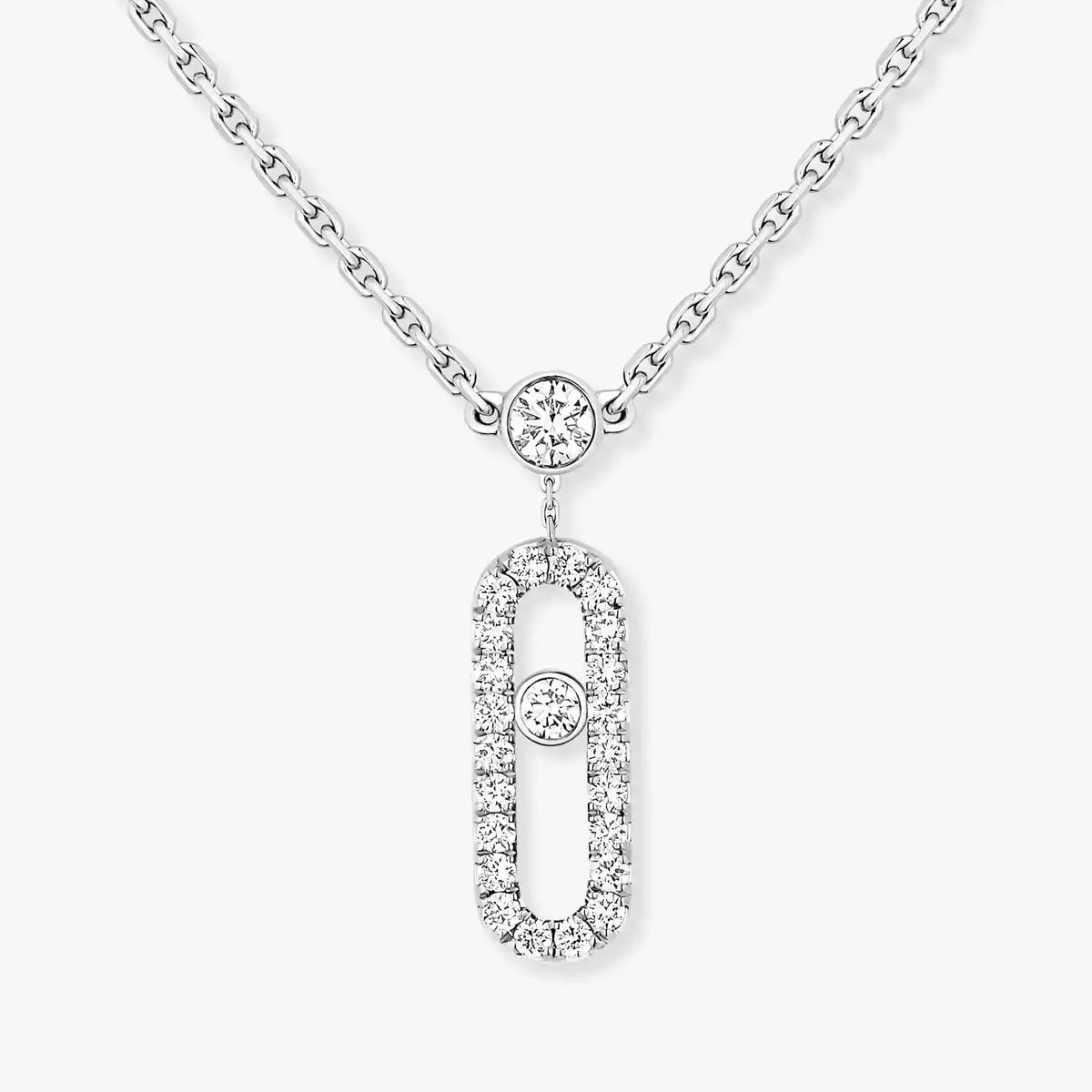 [Lume Jewels]2 Rows Rose Gold Diamond Pave_ Necklace Move Uno
