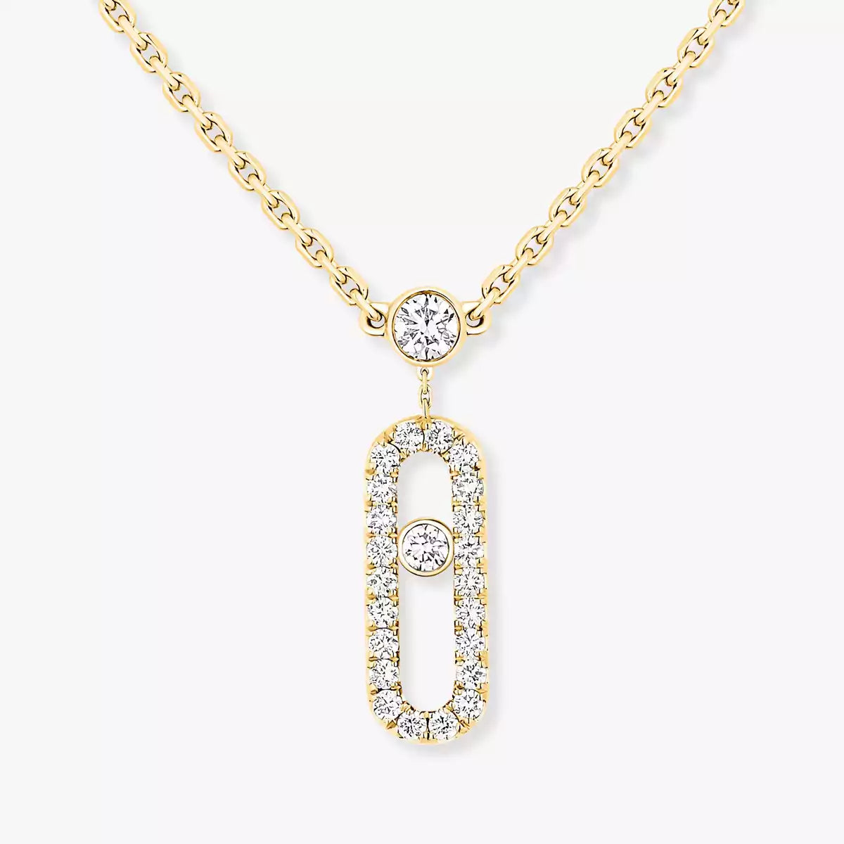 [Lume Jewels]2 Rows Rose Gold Diamond Pave_ Necklace Move Uno