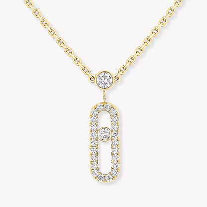 [Lume Jewels]2 Rows Rose Gold Diamond Pave_ Necklace Move Uno
