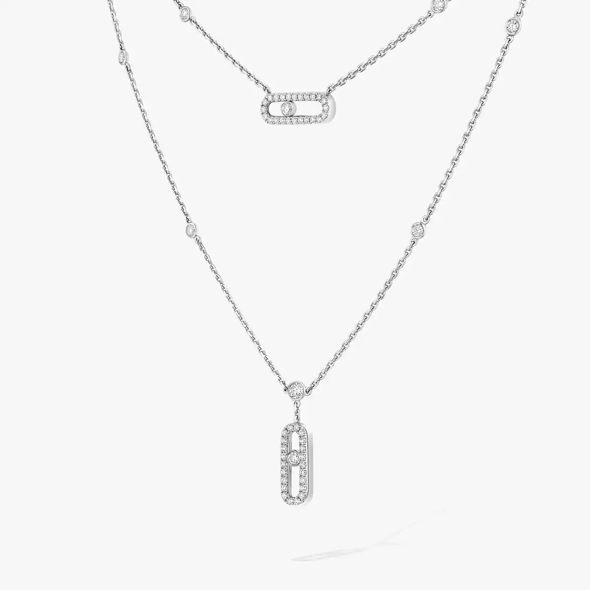 [Lume Jewels]2 Rows Rose Gold Diamond Pave_ Necklace Move Uno