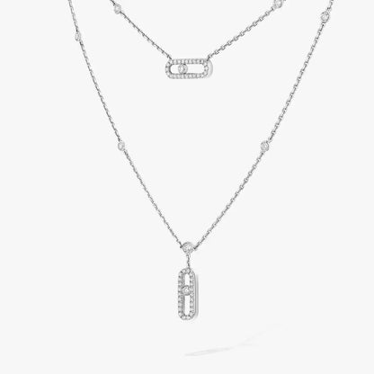 [Lume Jewels]2 Rows Rose Gold Diamond Pave_ Necklace Move Uno