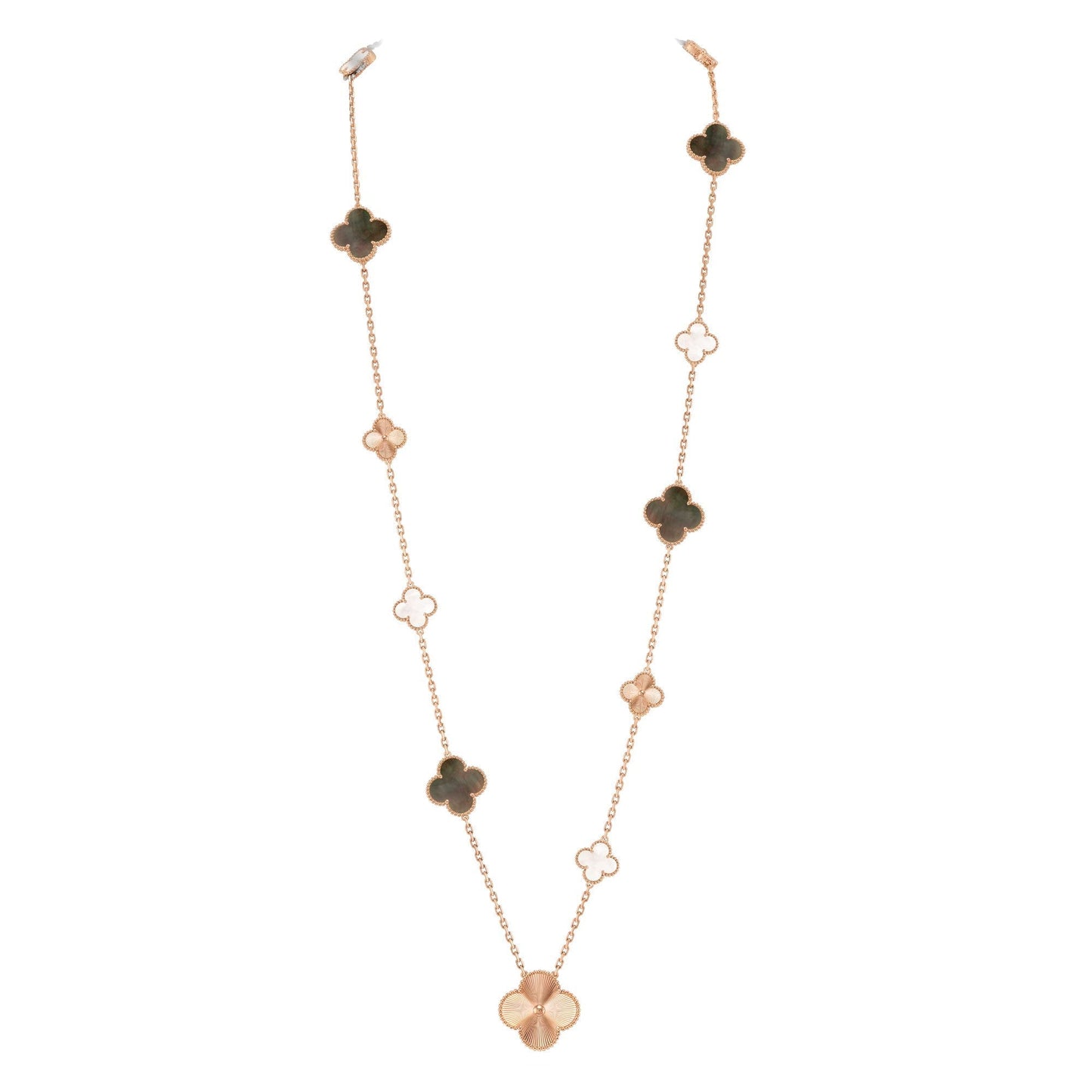 [Lume Jewels]DETACHABLE CLOVER 15(11+4) FLOWER ROSE GOLD NECKLACE SET