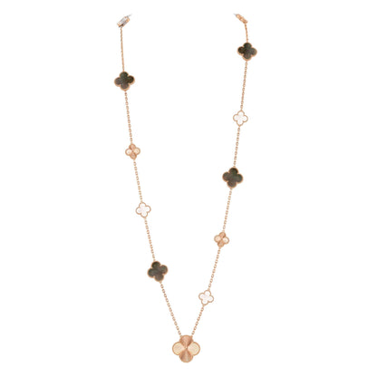 [Lume Jewels]DETACHABLE CLOVER 15(11+4) FLOWER ROSE GOLD NECKLACE SET