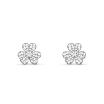 ¡®Lume Jewels¡¯FRIVOLE SILVER FLOWER DIAMOND EARRINGS