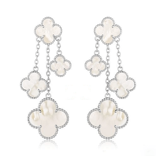 ¡®Lume Jewels¡¯CLOVER EARRINGS WHITE MOP 4 MOTIFS SILVER