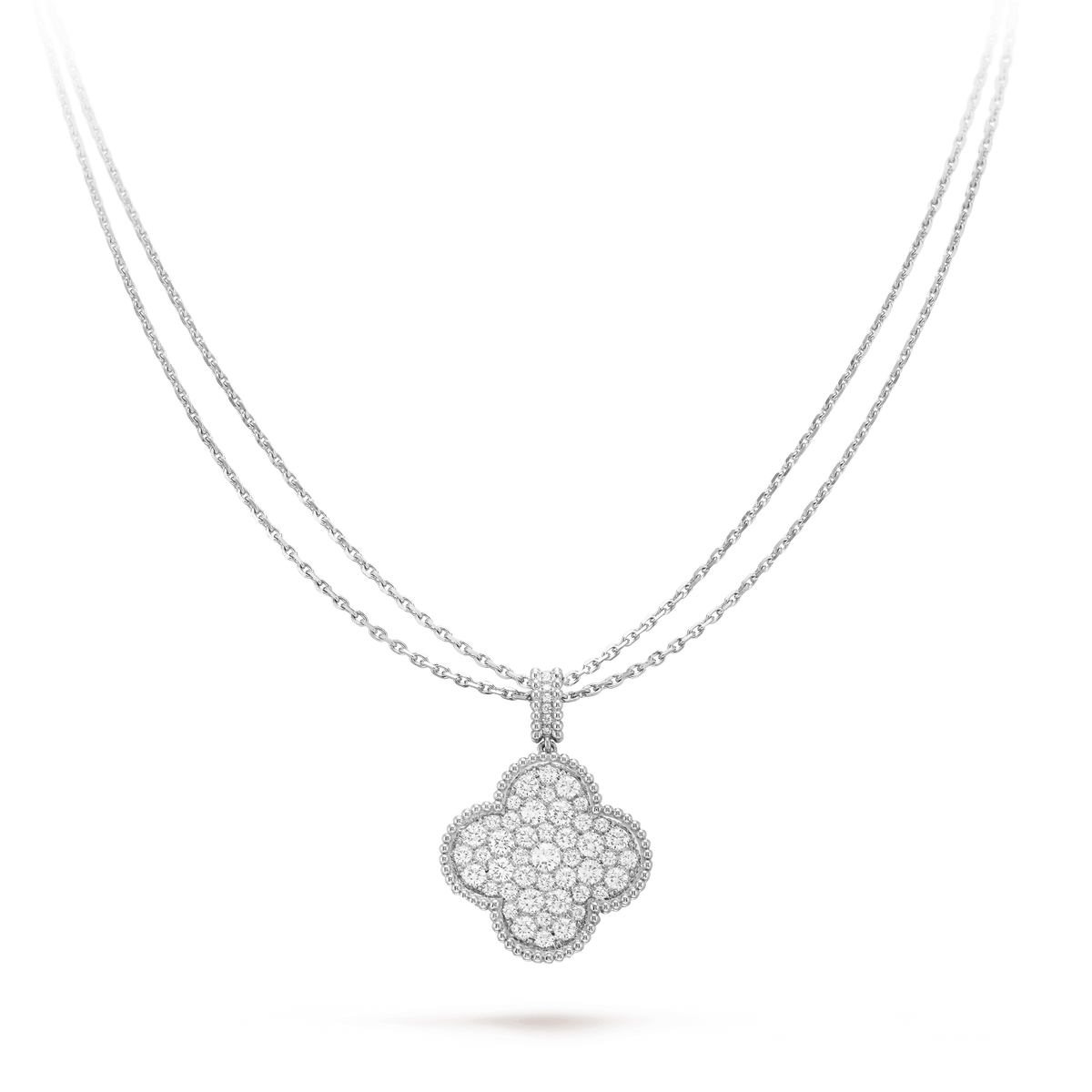 ¡®Lume Jewels¡¯CLOVER 25MM SILVER FULL DIAMOND BIG CLOVER NECKLACE
