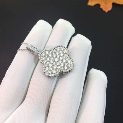 ¡®Lume Jewels¡¯CLOVER 25MM SILVER FULL DIAMOND BIG CLOVER NECKLACE