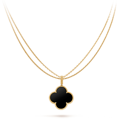 ¡®Lume Jewels¡¯CLOVER 25MM GOLD ONYX BIG CLOVER NECKLACE