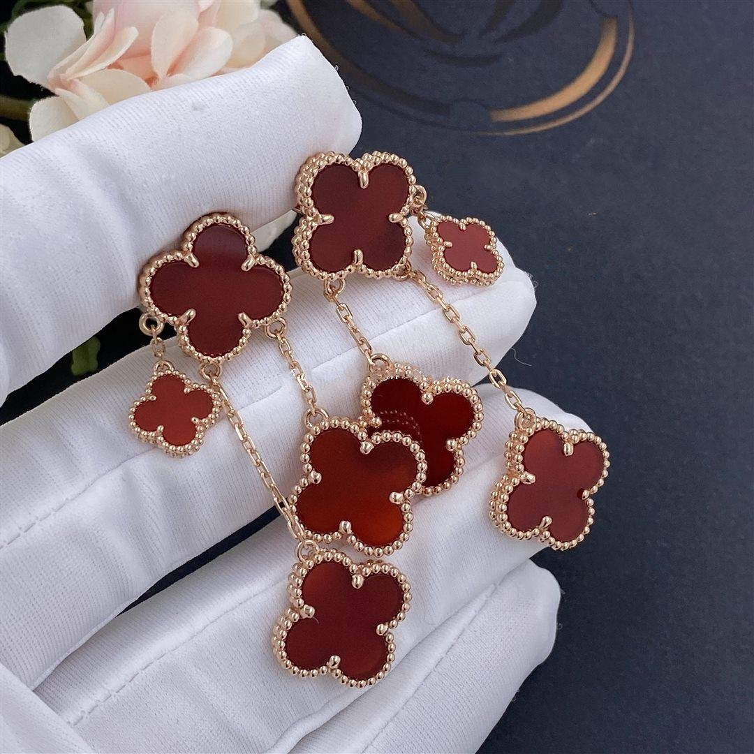 ¡®Lume Jewels¡¯CLOVER EARRINGS CARNELIAN 4 MOTIFS PINK GOLD