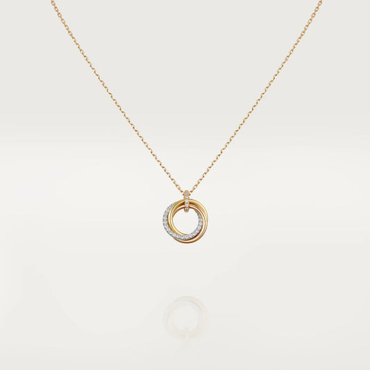 ¡®Lume Jewels¡¯TRINITY NECKLACE SILVER GOLD PINK GOLD DIAMONDS