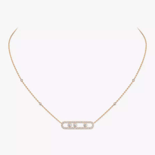 [Lume Jewels] Move Pave_ Rose Gold Diamond Necklace