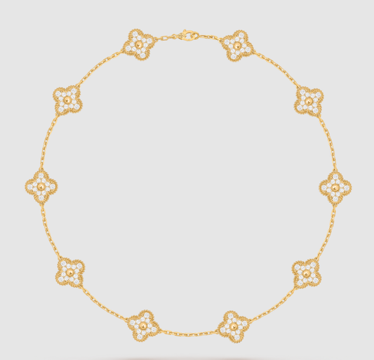 [¡®Lume Jewels¡¯]CLOVER 10 MOTIFS FULL DIAMOND NECKLACE